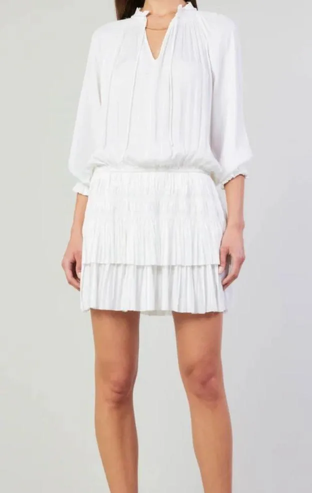 Aurelie Pleated Mini Dress in White Size Medium - Image 2