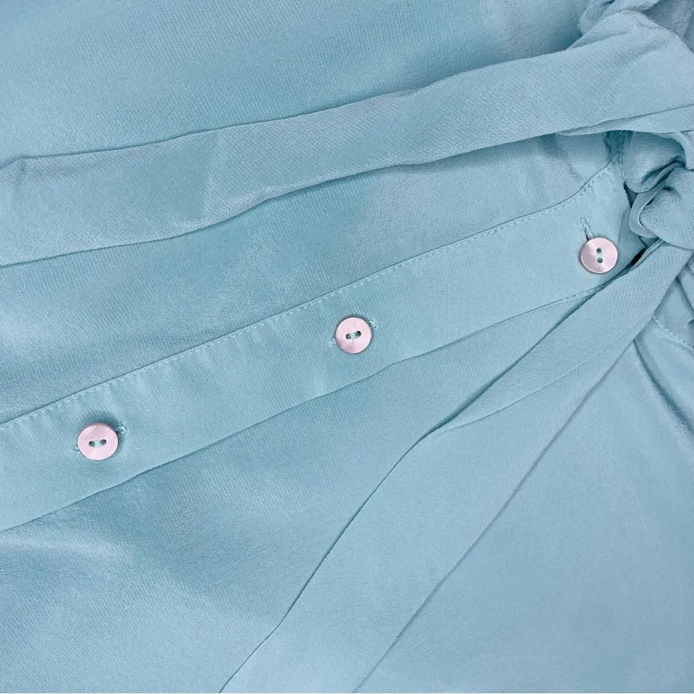 Pendleton silk blue tie collar long sleeve button front shirt blouse size 16 - Image 2