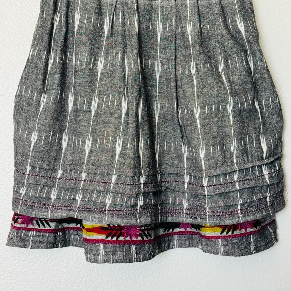 Free People New Romantics Weather Vane  Gray Tribal Ikat Print Mini Dress Size 4 - Image 5