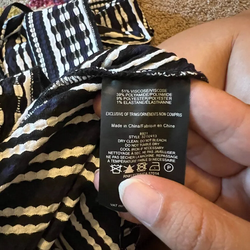 Tory Burch navy, black & White tie front large duster - Image 10