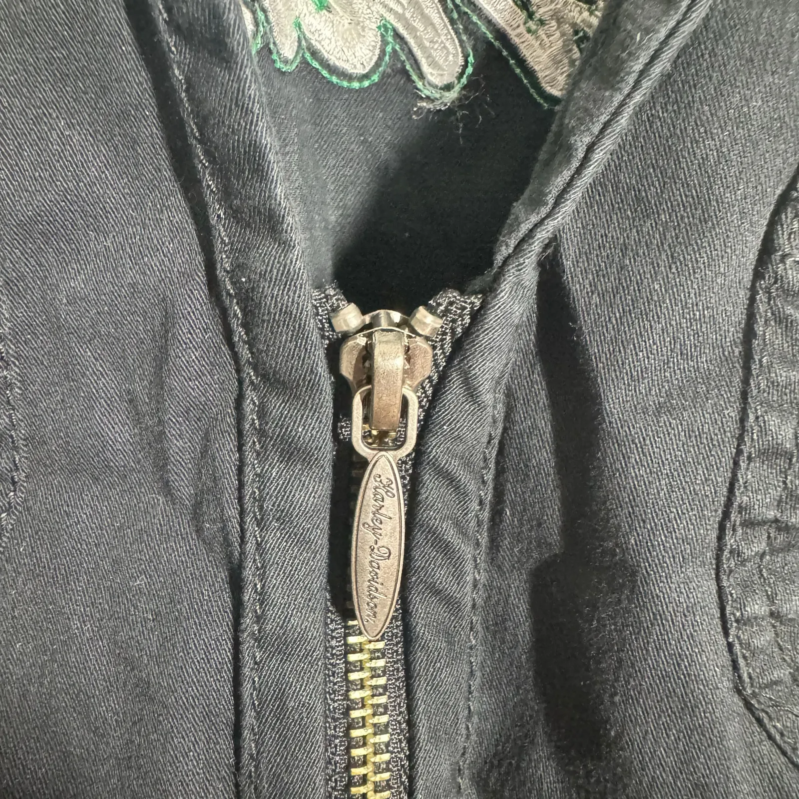 Harley-Davidson Corset Tie Biker Vest Women L Black Green Embroidery Moto Sport - Image 7