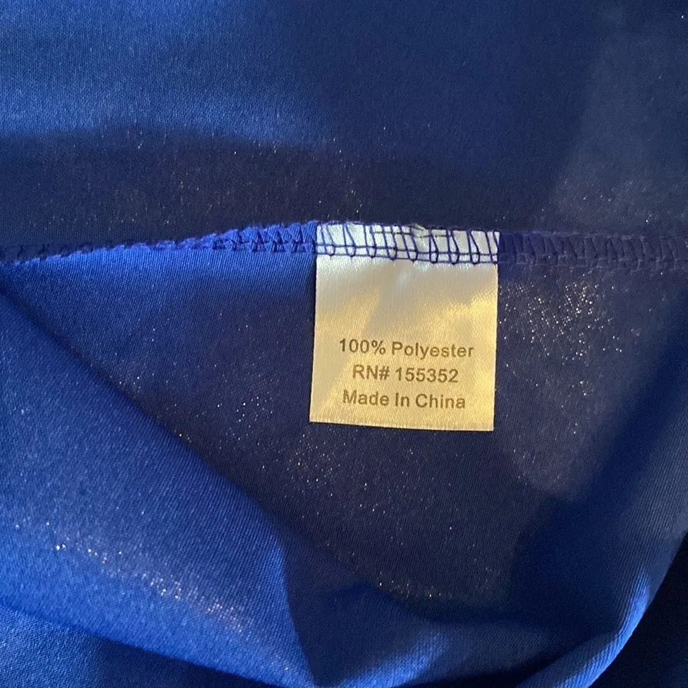 Women’s Shiny Blue Metallic Looking Flared Mini Skirt Size S - Image 6