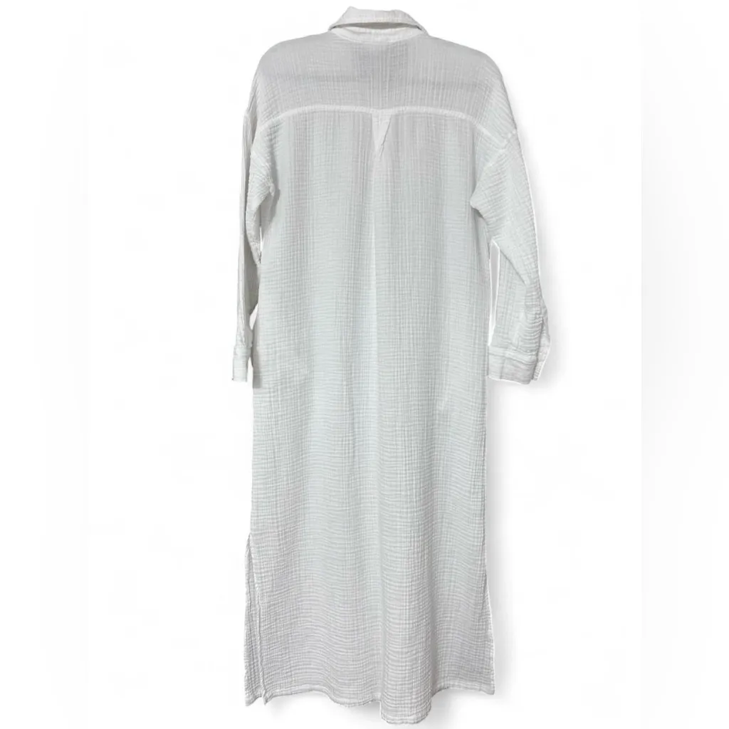 Lou & Grey Triple Cloth Maxi Pocket Shirtdress White | Size L - Image 3
