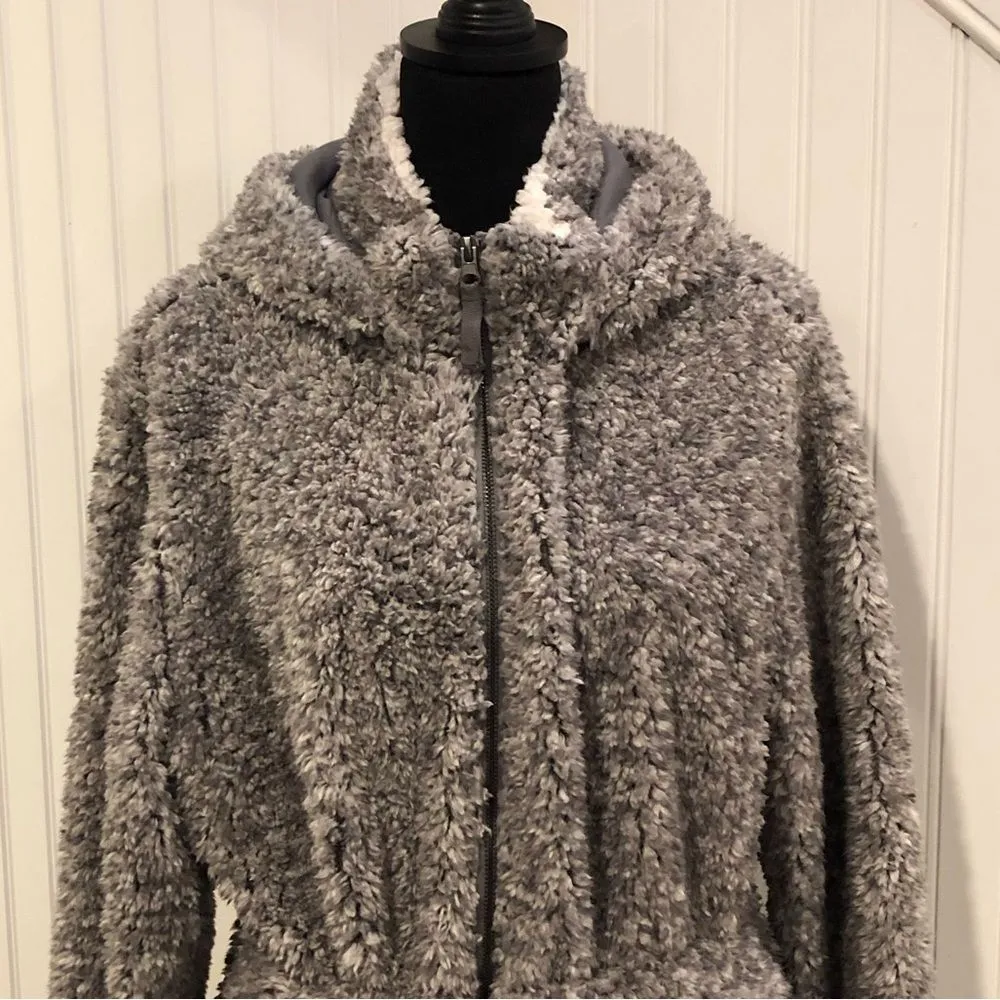 SANTA FE APPAREL Women’s Grey Full Zip 3/4 Length Hooded Sherpa Teddy Jacket XXL Gray - Image 13