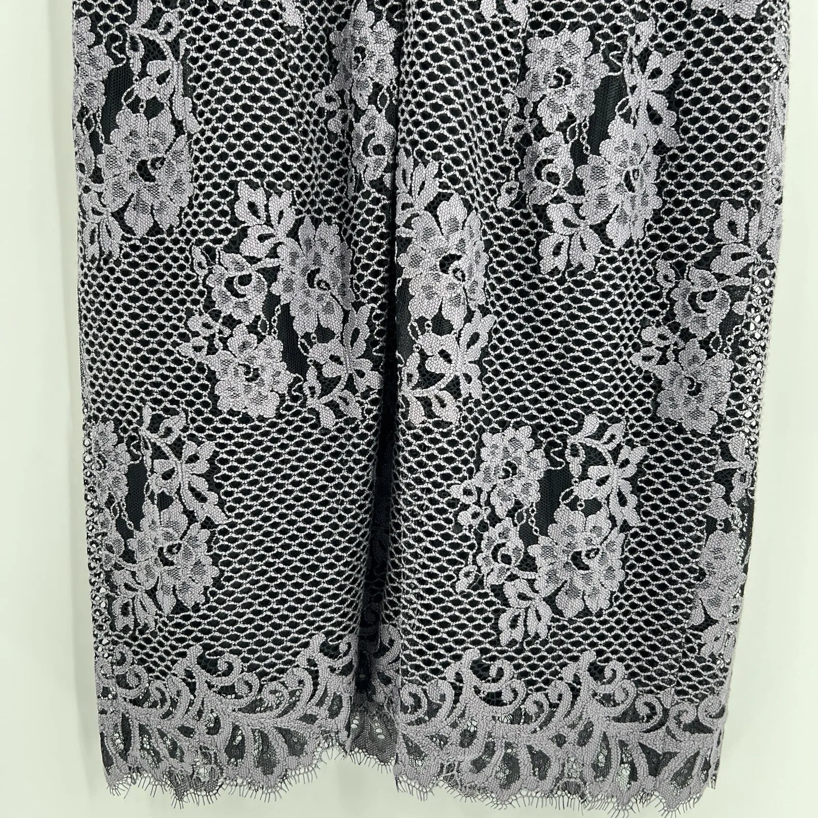 Nanette Lepore Hidden Gem Mesh Lace Dress Size 4 Gray Black Sheath Y2K Girlygoth - Image 8