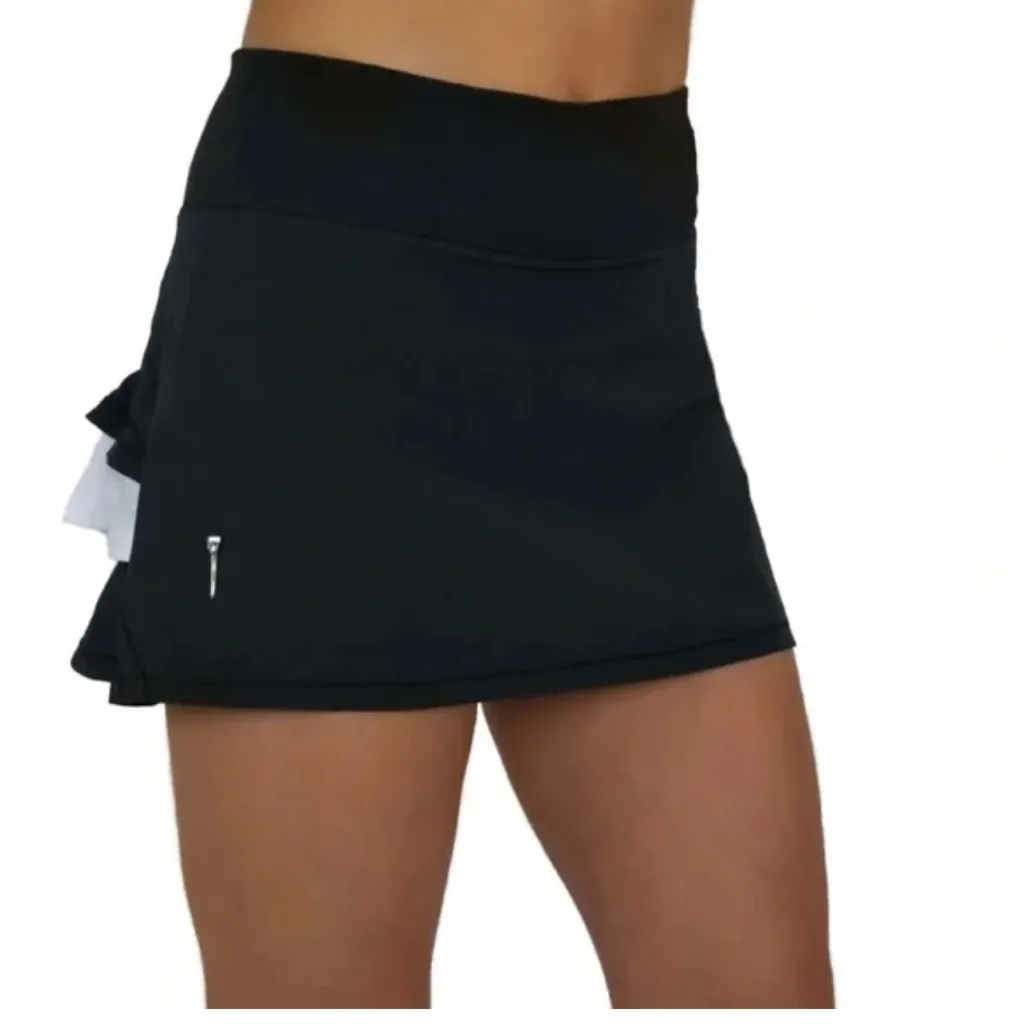 Chic Black and White Ruffled Mini Golf Skirt size large - Image 3