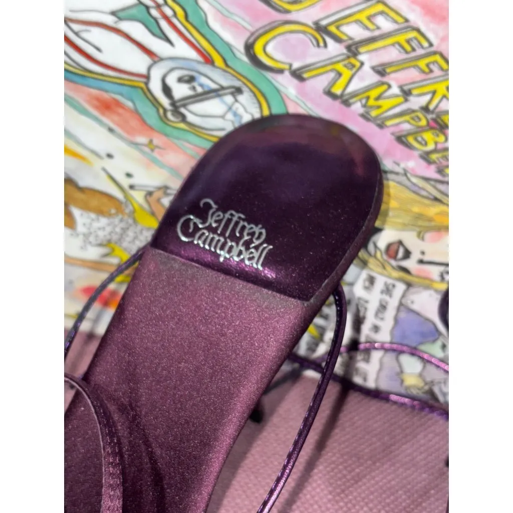 Jeffrey Campbell Avani Sandals in Eggpant Satin Purple 6.5 with box Womens Heel - Image 6