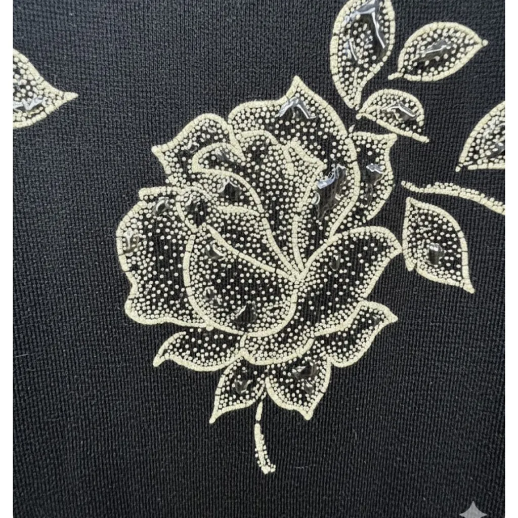 Black Floral Texture Bodycon Mini Dress M/L Polyester Stretch Size L - Image 5