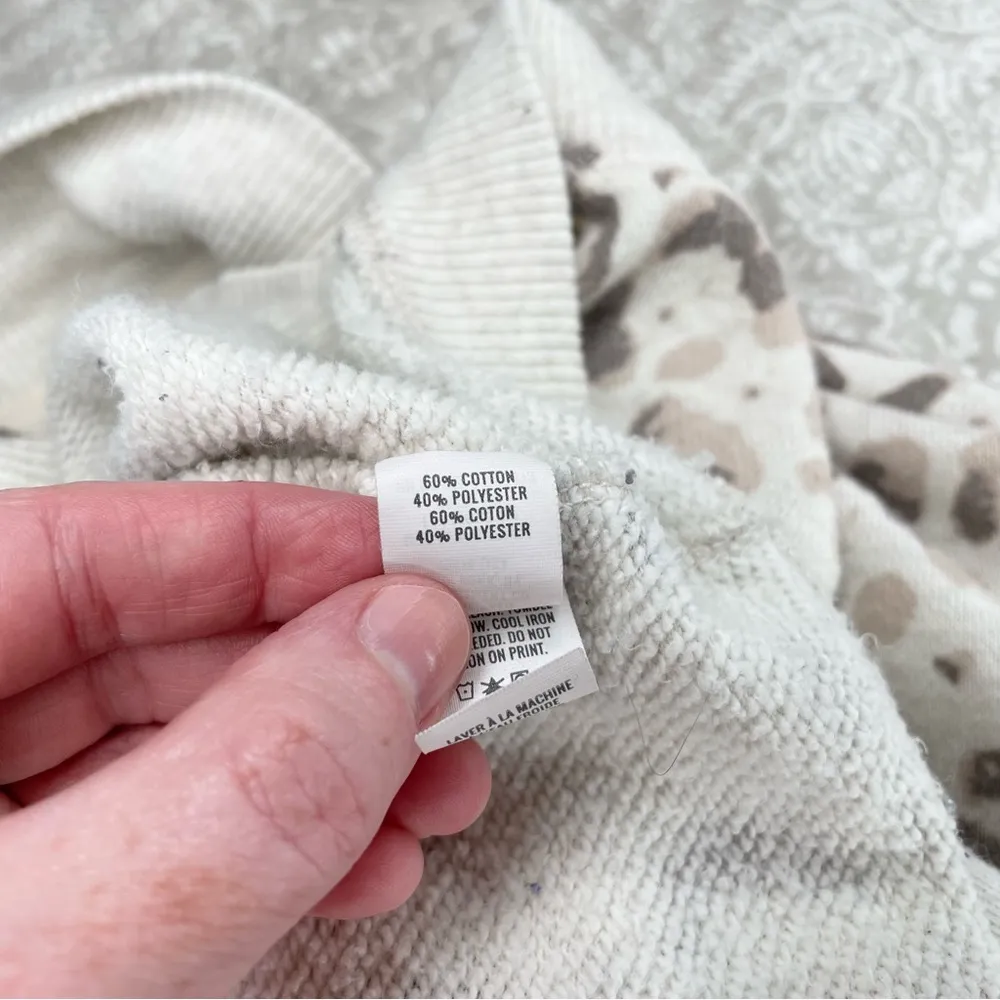 Grey Tan Leopard Print Oversized Quarter Zip Pullover Sweatshirt Small - Image 6