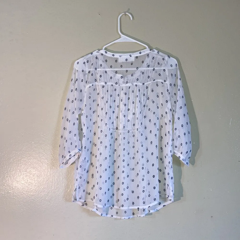 Abercrombie & Fitch Prairie Babydoll Tunic Floral 3/4 Sleeve Button Blouse Sz SM - Image 3