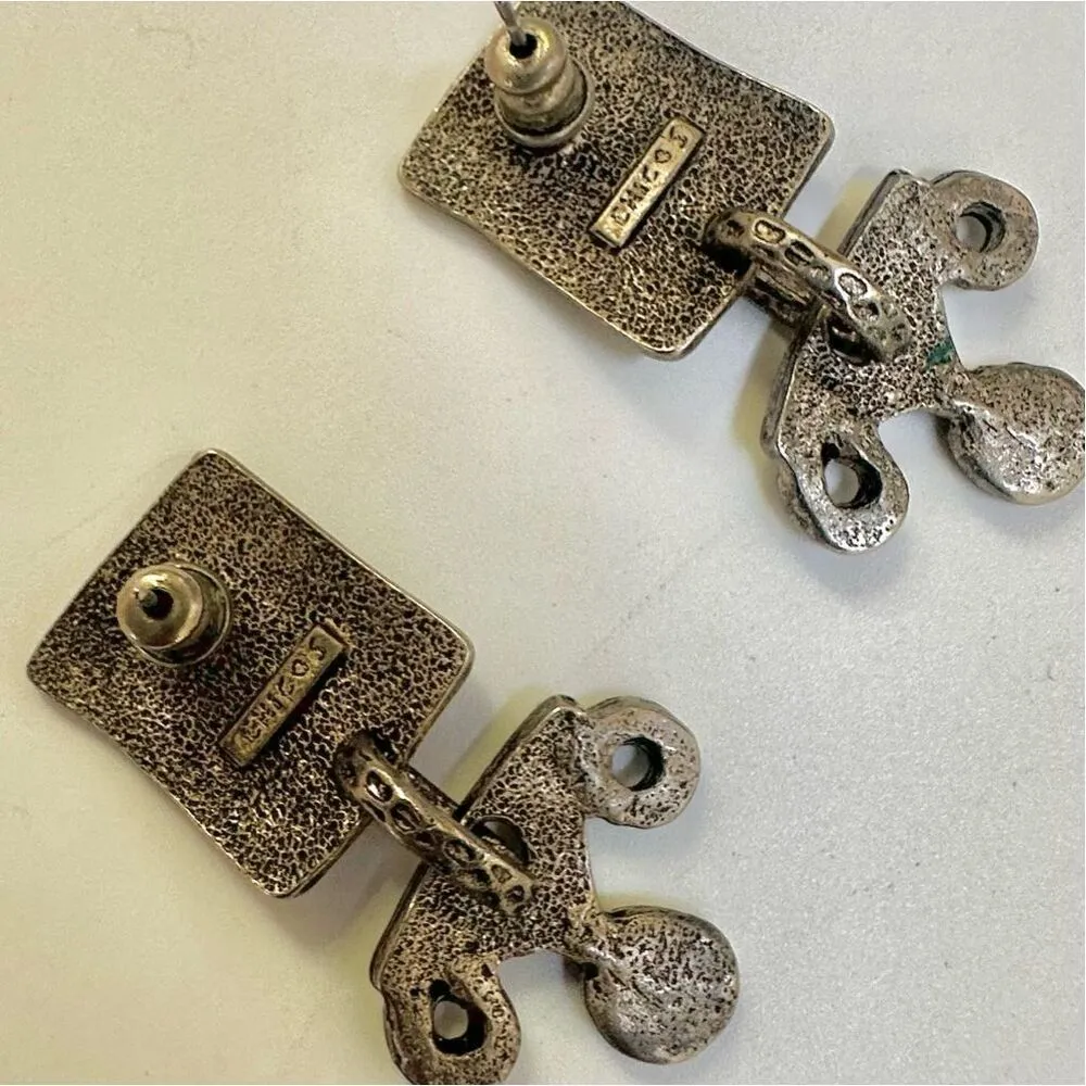 Chico’s  vintage silver tone geometric post drop earrings - Image 6