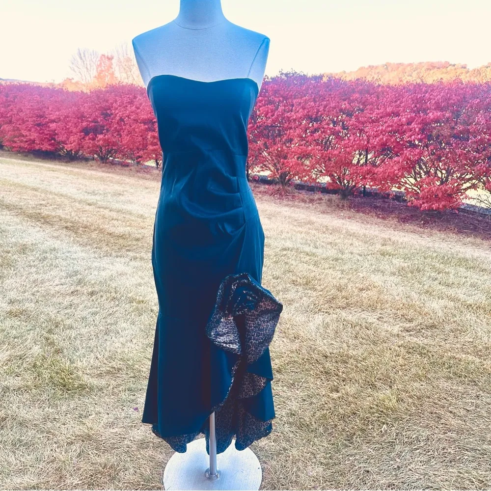 Maria Bonita Strapless Party Prom Dress Sequin Accents Black Size L - Image 2