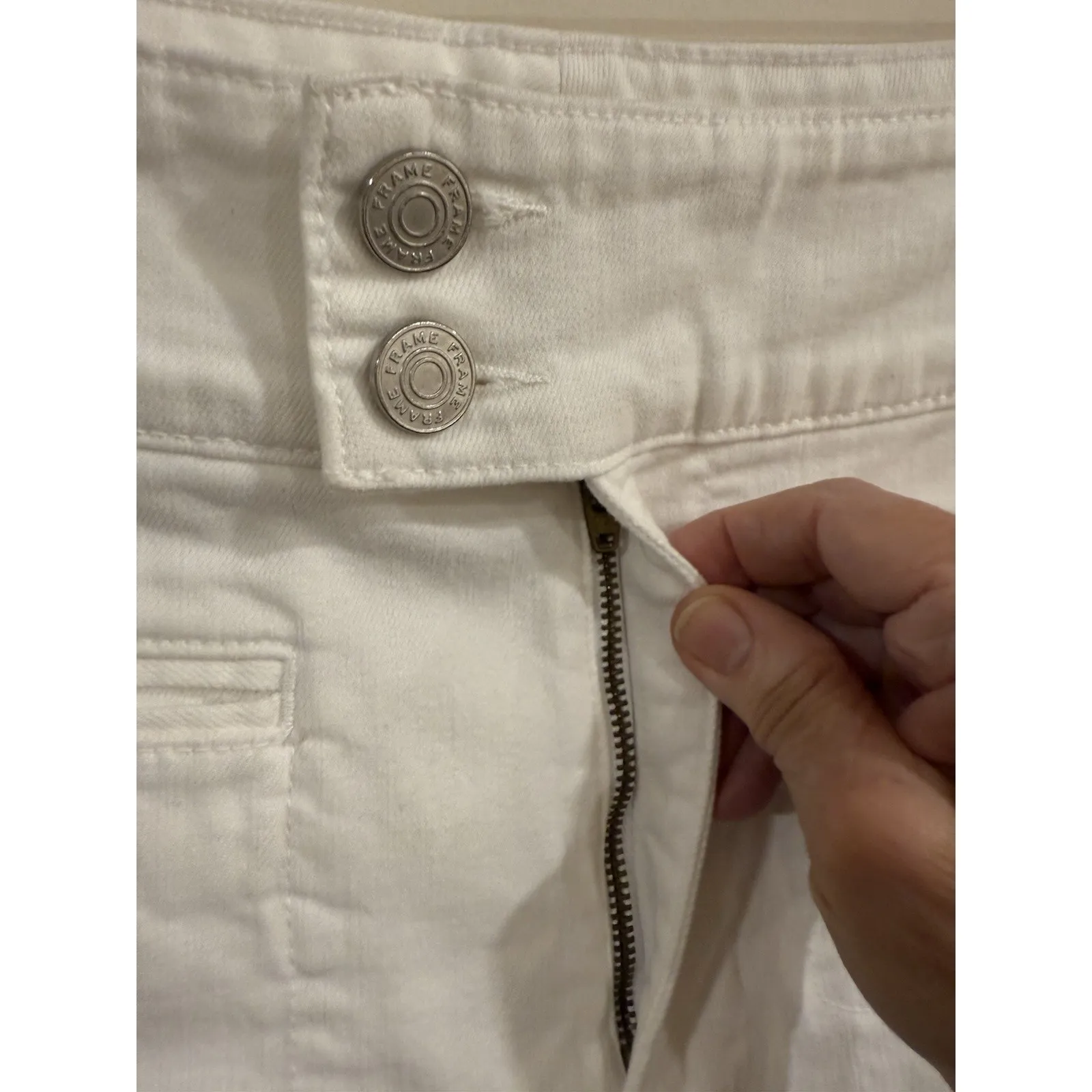 Frame Le Pixie Hardy Wide Leg Pant High Rise Solid White Size 27 - Image 5