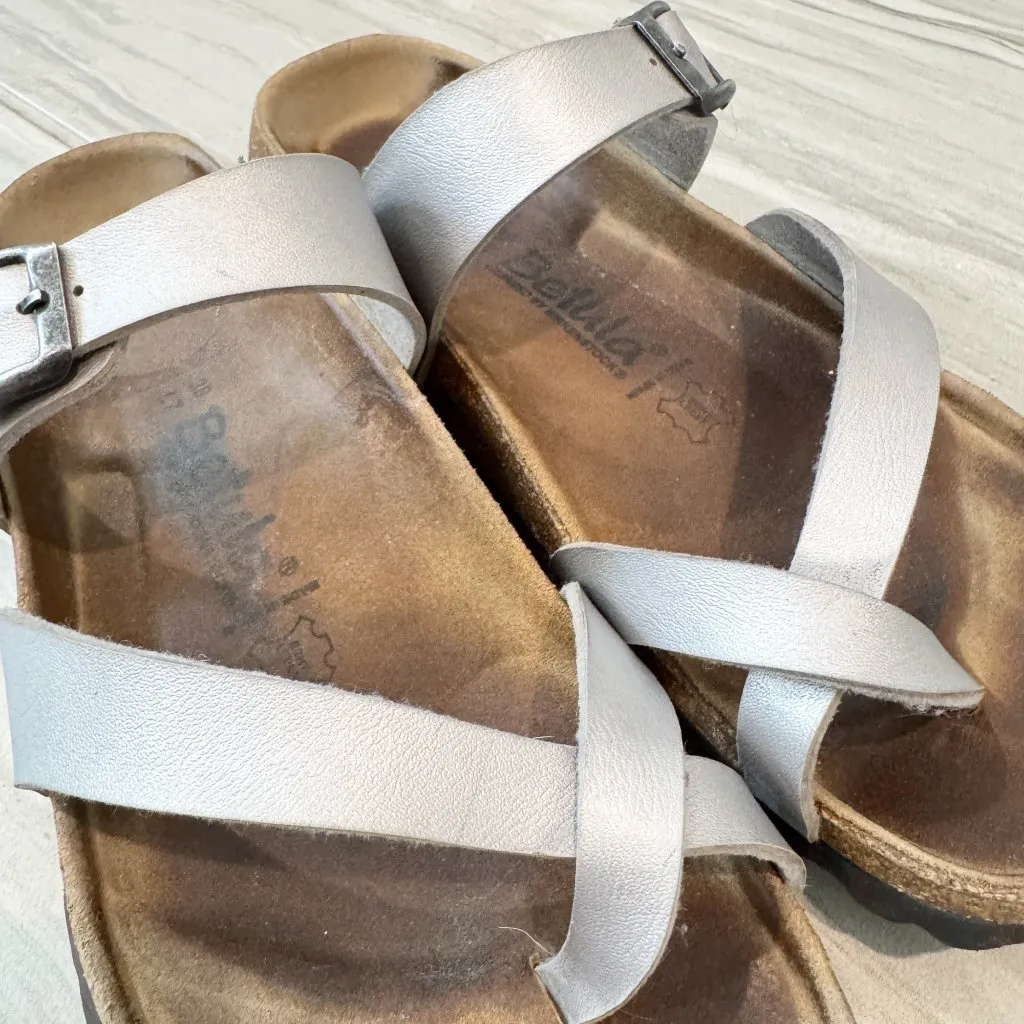 Betula Birkenstock Mayari Leather Strap Sandals in‎ Silver Brown Summer Size 7 - Image 3