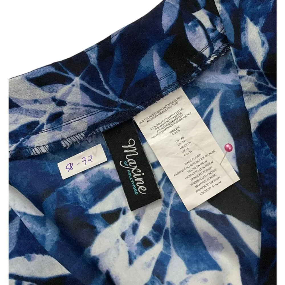 Maxine of Hollywood Blue Tropical Kaftan Cover-up Swimwear Women Size XS | 58-32 - Image 3