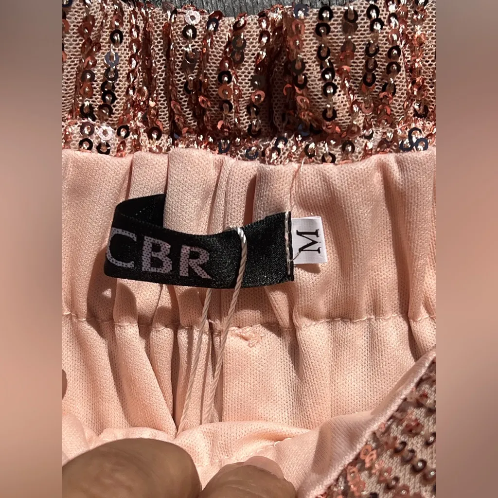 CBR Sequined Rose Gold Jogger Pants NWT Size M - Image 5