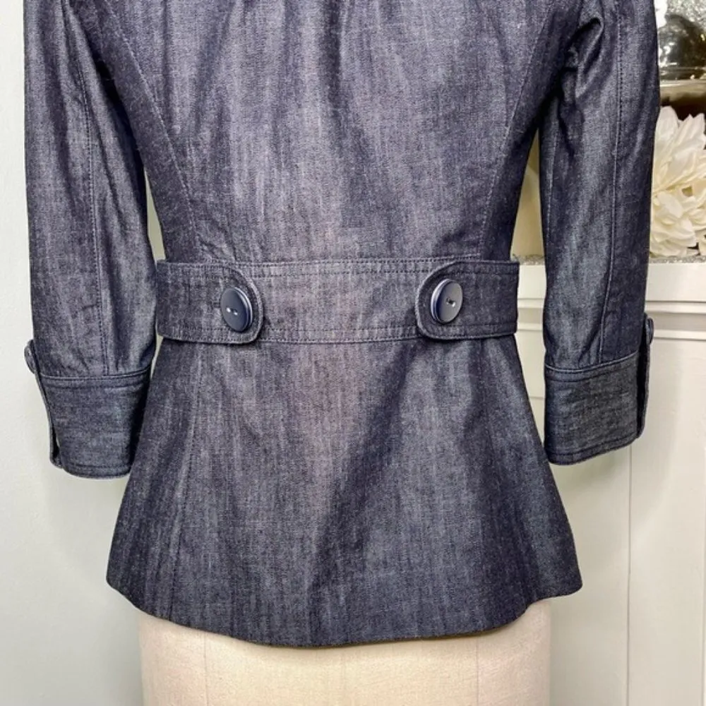 Classiques Entier Notched Collar Peplum Blazer Jacket Navy Blue XS - Image 7