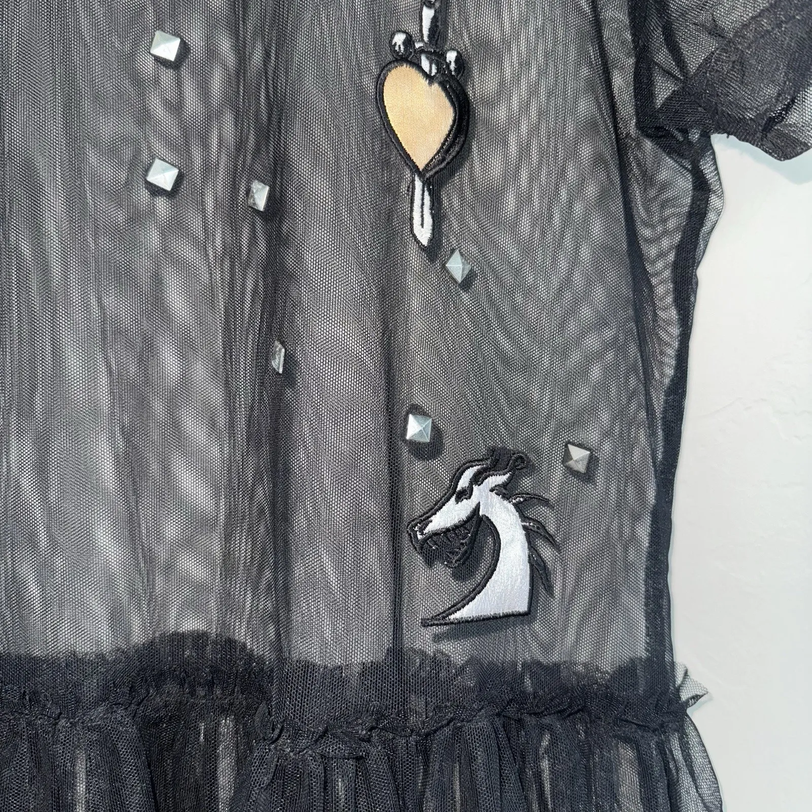 Disney Villains Maleficent Ursula Evil Queen Black Studded Mesh Dress Size M - Image 6