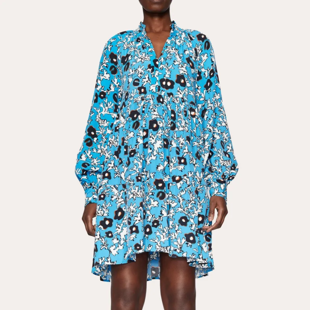 $420 Stine Goya Jasmine Dress in Blue Cosmos Flower Viscose 987 size Medium - Image 3