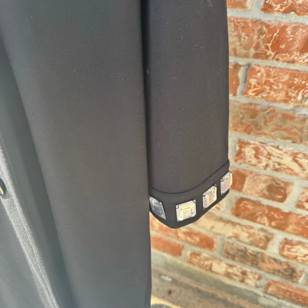 Black Sandra and Andre peacoat with rhinestone detail on sleeves / 0X / EUC - Image 6