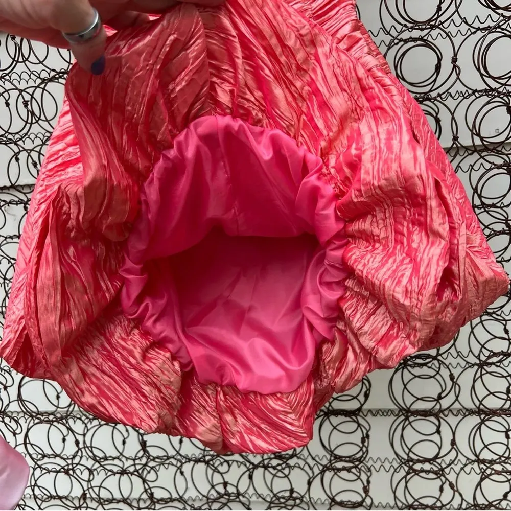 Vintage 80s 90s Jessica McClintock coral bubble strapless ruched prom dress - Image 7