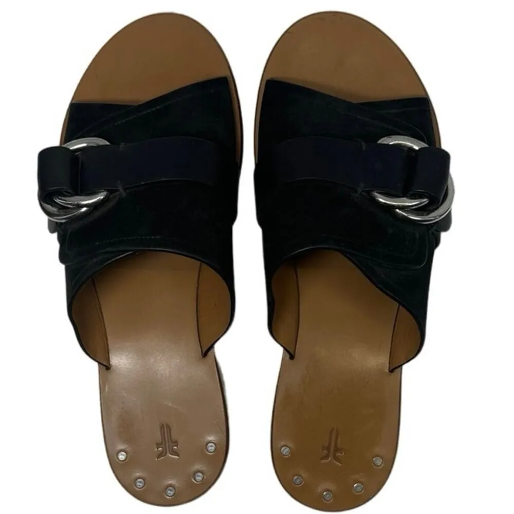 Frye Black Halle Ring Italian Leather Mule Slides  Sandals women sz 8.5 M - Image 4