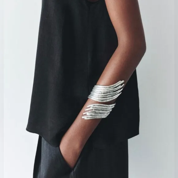Zara Silver Zinc Metal Trinny Tiffany Style Zinc Steel Bracelet Cuff - Image 2