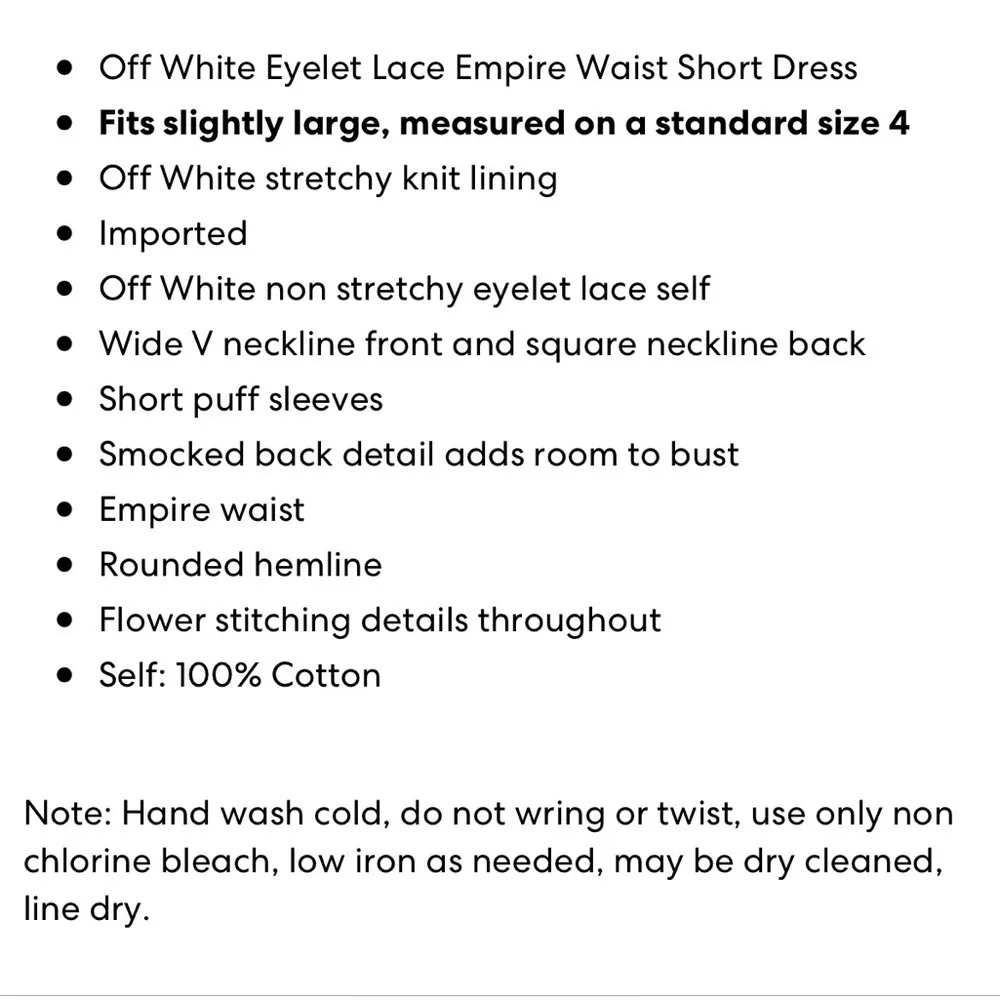 White eyelet daisy lace empire waist short dress puff sleeves size M Jodifl NWT  - Image 7