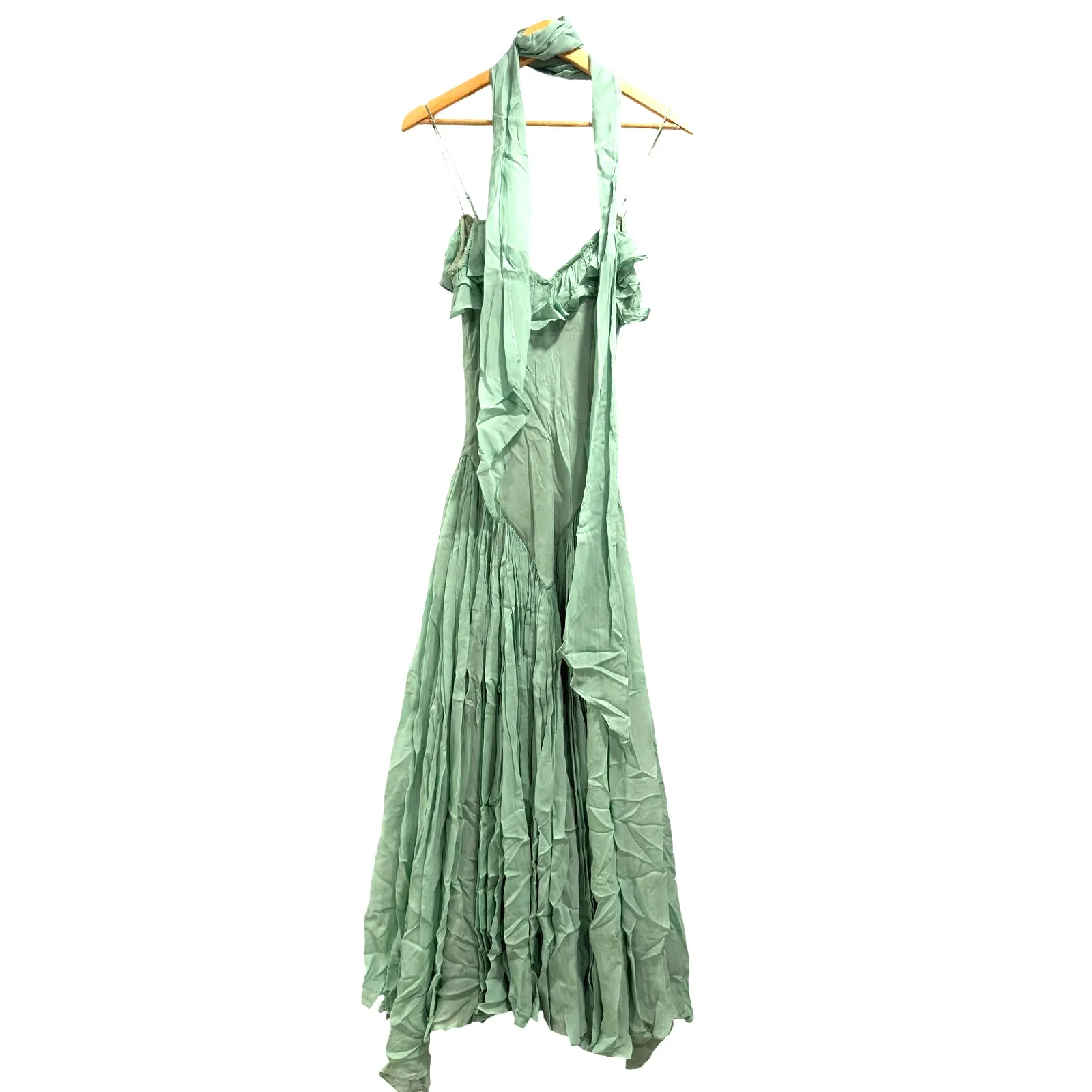 DE LA VALI Harmattan Sea Green Elegant Fairy Whimsical Midi $795 Dress NWT 4 - Image 4