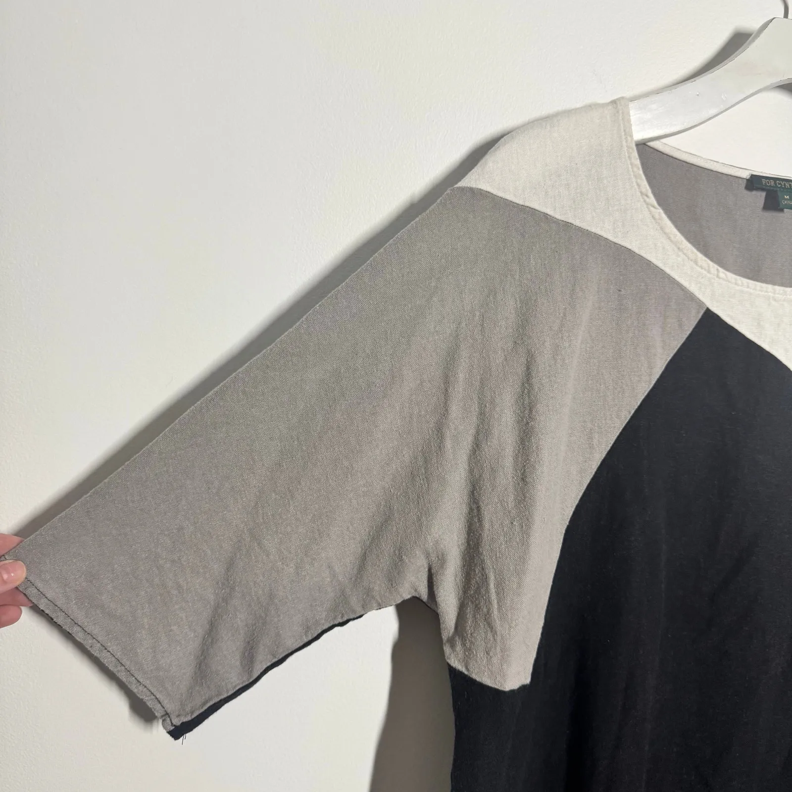 For Cynthia Shirt Dress Womens M Linen Blend Shift Black Gray White Lagenlook - Image 8