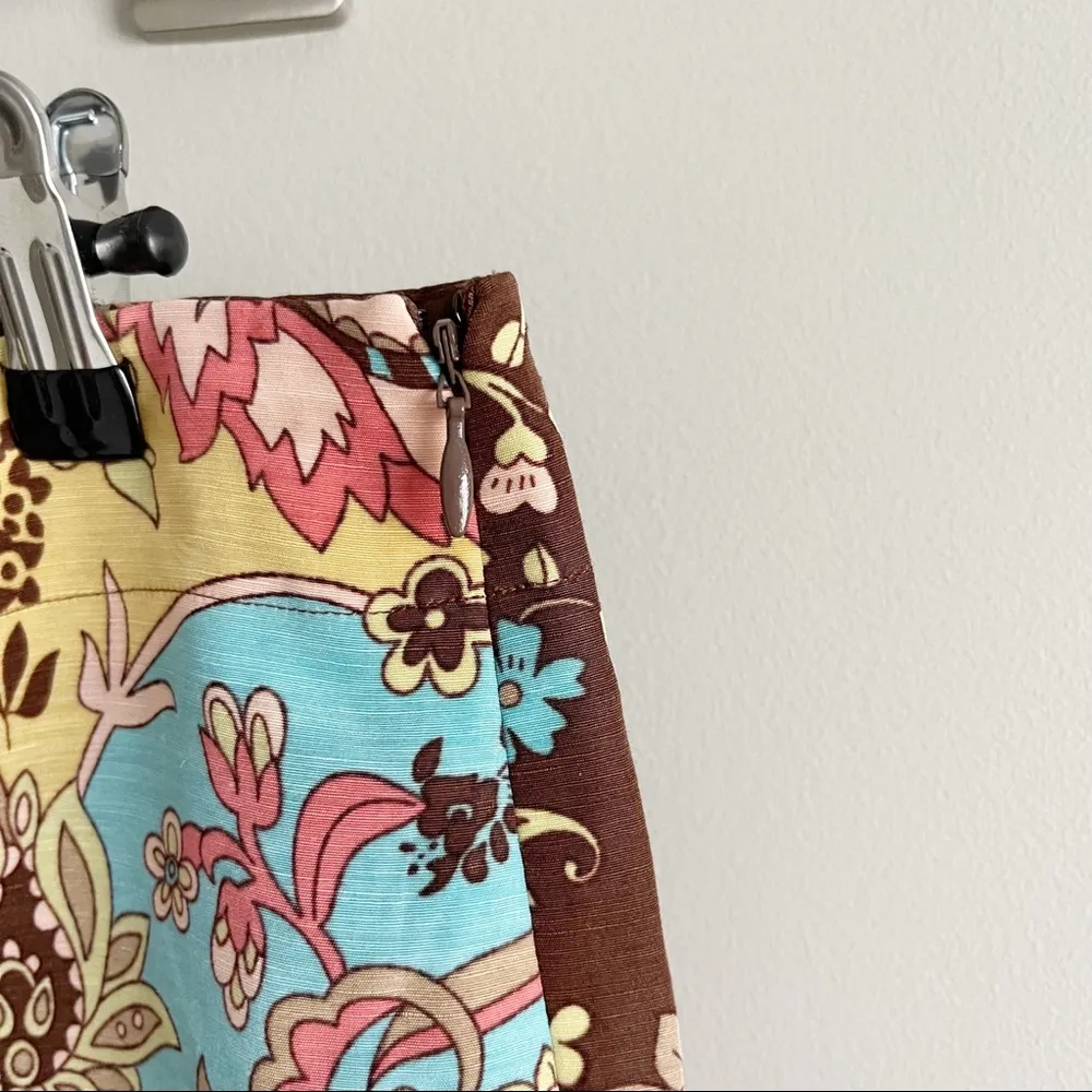 LOFT | Psychedelic Floral Print Linen Silk Blend Pants Sz 6 - Image 4