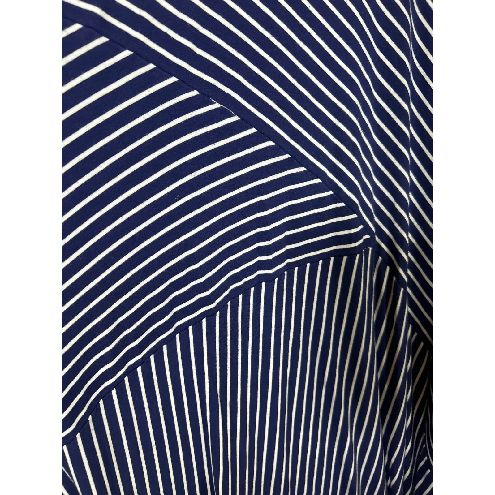 Torrid Maxi Skirt 3 3X Navy Blue White Asymmetrical Stripes Jersey Knit - Image 2