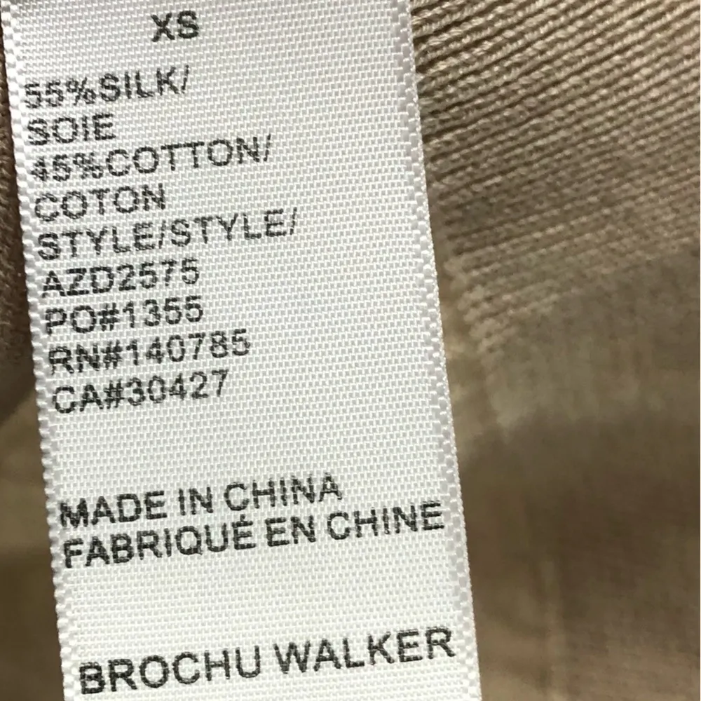 Brochu Walker Light Tan V-Neck Silk Cotton Knit Sweater XS - Image 5