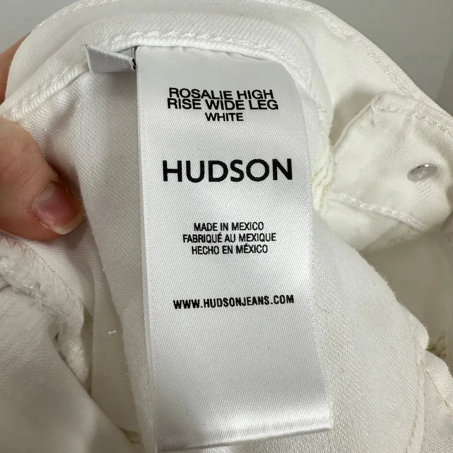 Hudson Rosalie High Rise Wide Leg White Denim Jeans Size 29 Coastal Chic - Image 10