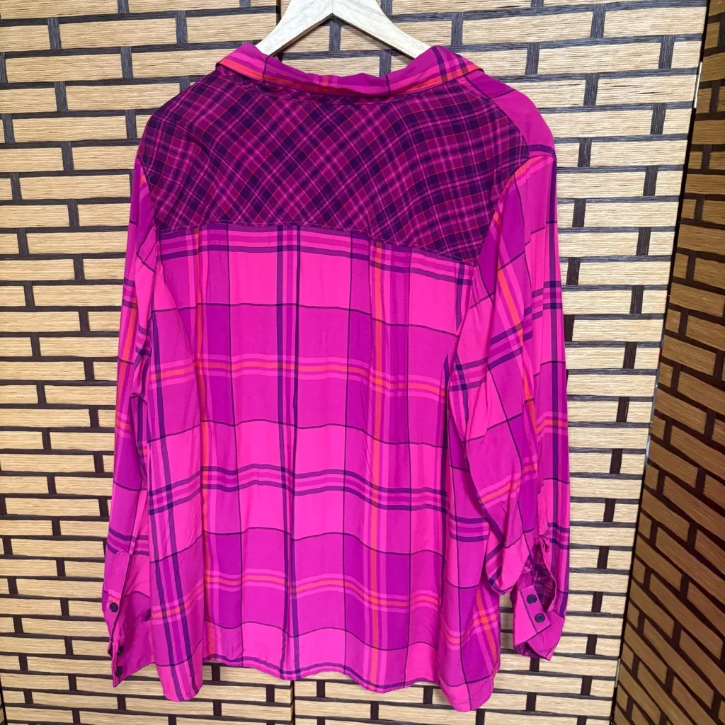 Catherine’s Pink Plaid Button Down Shirt Size 2X‎ - Image 2