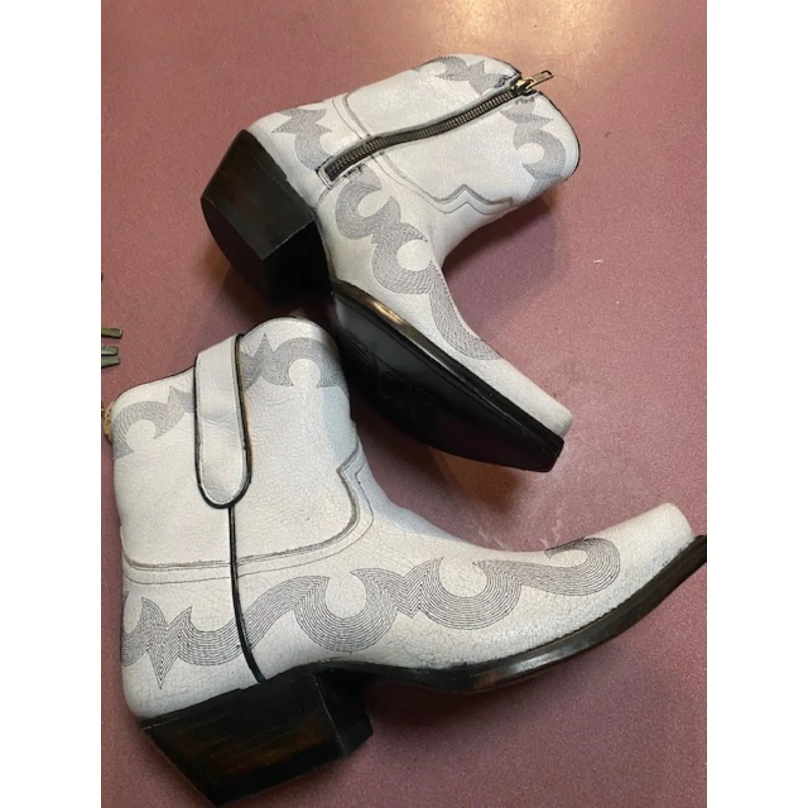 Caborca Silver by Liberty Black Danny Booties White Size 7 - Image 9