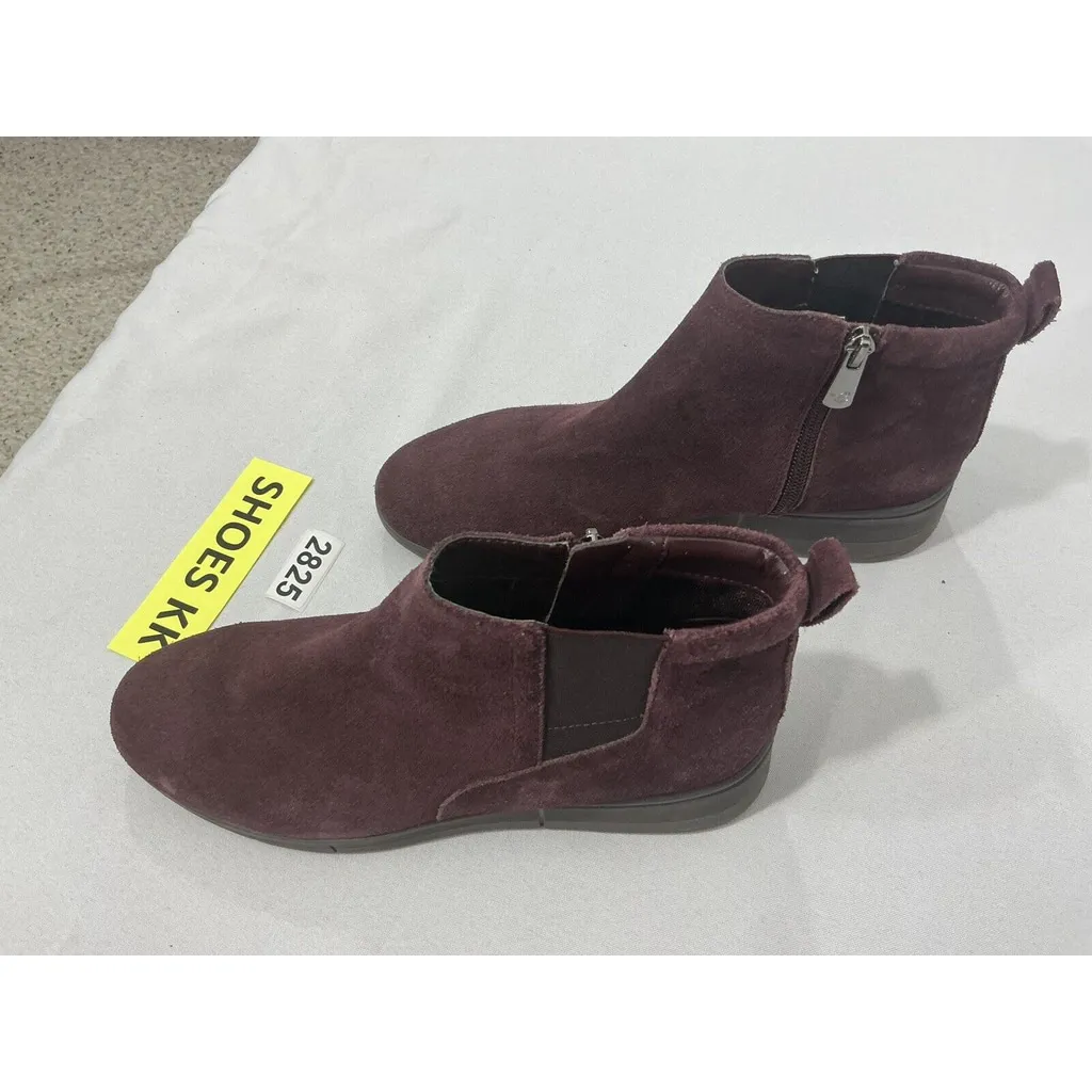 Womans Easy Spirit Sepapaya 8 M Burgandy Suede Zip Hidden Wedge Bootie NWOT - Image 3