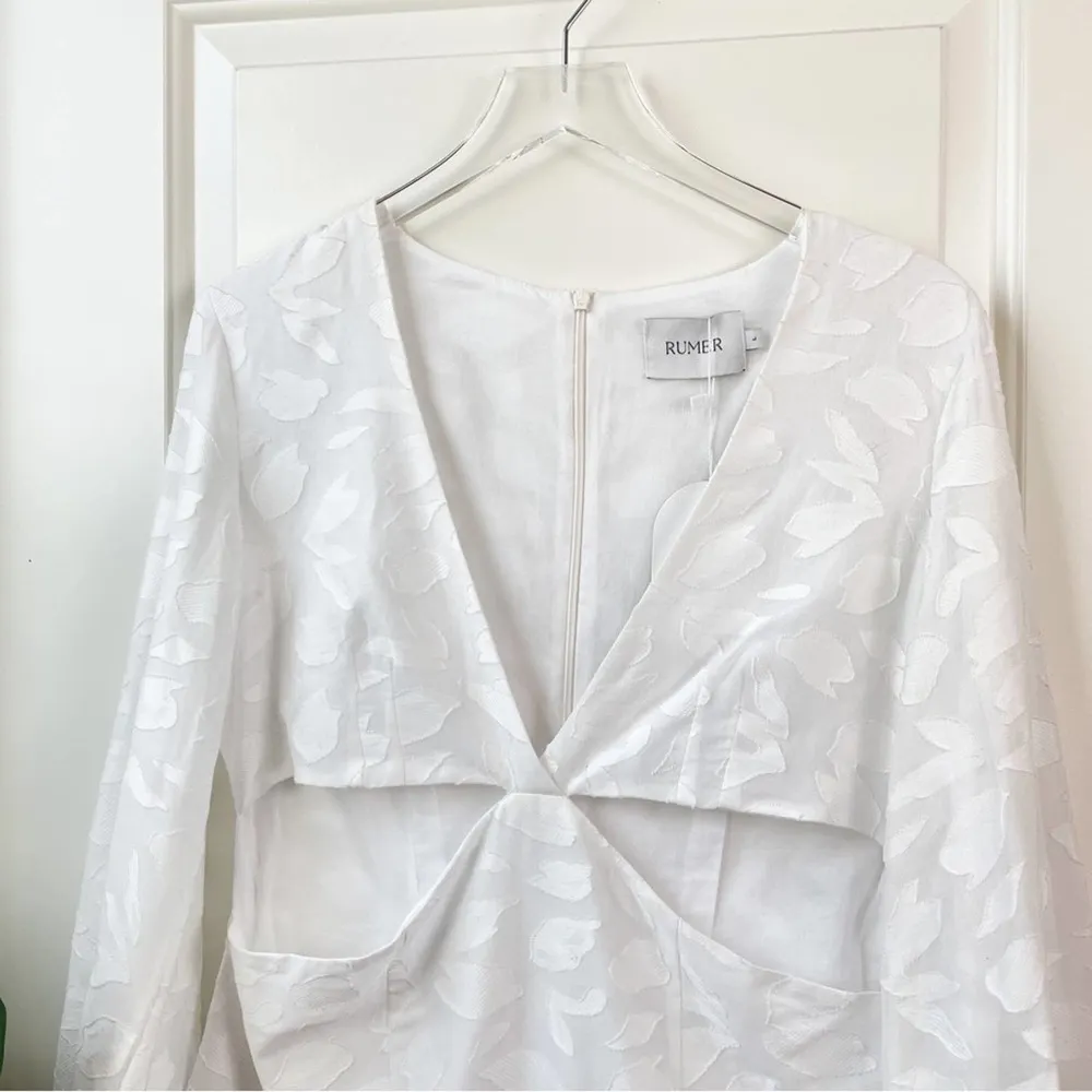 Rumer Dress Long Sleeve Mini Cut Out Floral Design Australian Puff Sleeve NWT L Size L - Image 2