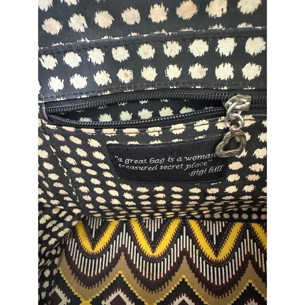 Gigi Hill Sunburst Coated Canvas Tote Shoulder Bag Matching Zip Around Wallet Black - Image 5