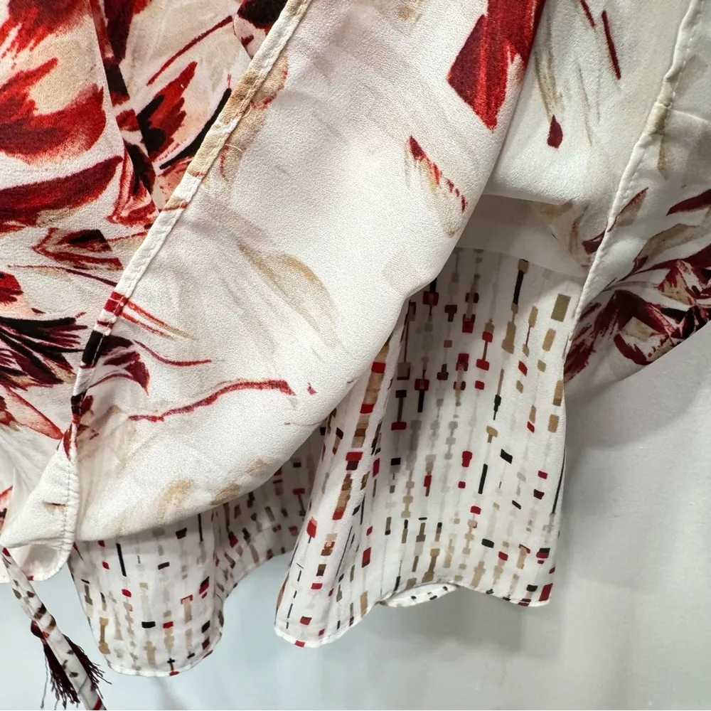 White House Black Market Blousy Pleated Belted Cold Shoulder Midi Dress Boho - Image 11