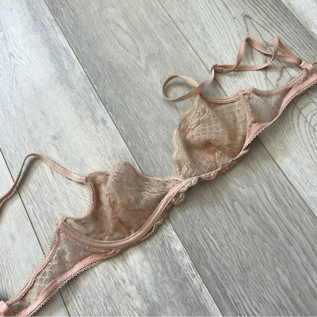 Eres Mesh Bra floral lace check Beige size 32A intimates lingerie feminine paris - Image 2