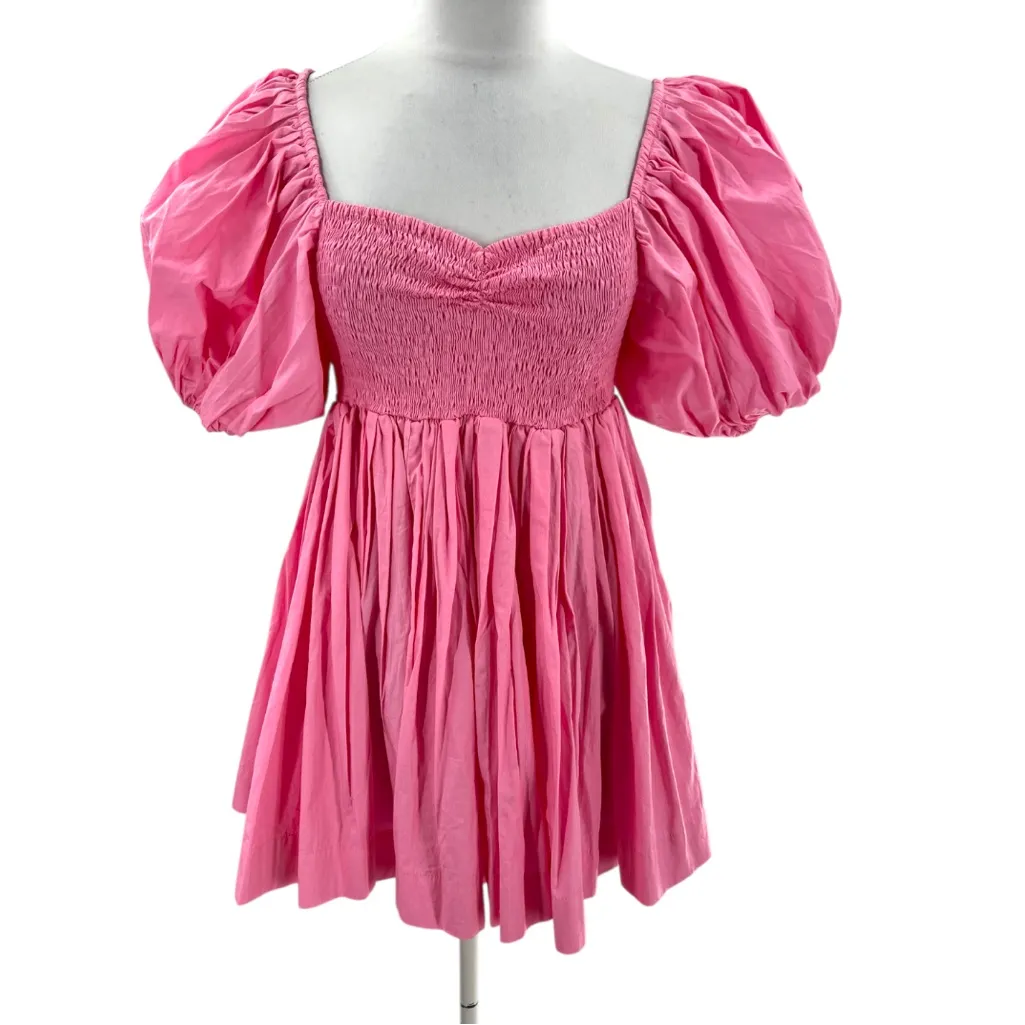 SWF Puff sleeve babydoll dress pink floss sz XS - Image 5