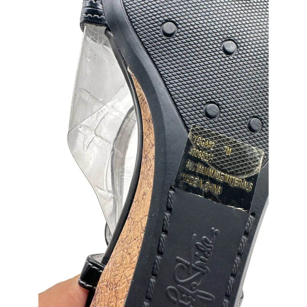 Life Stride Size 7M Black Casual Strappy Cork Wedge Adjustable Strap Sandals - Image 10