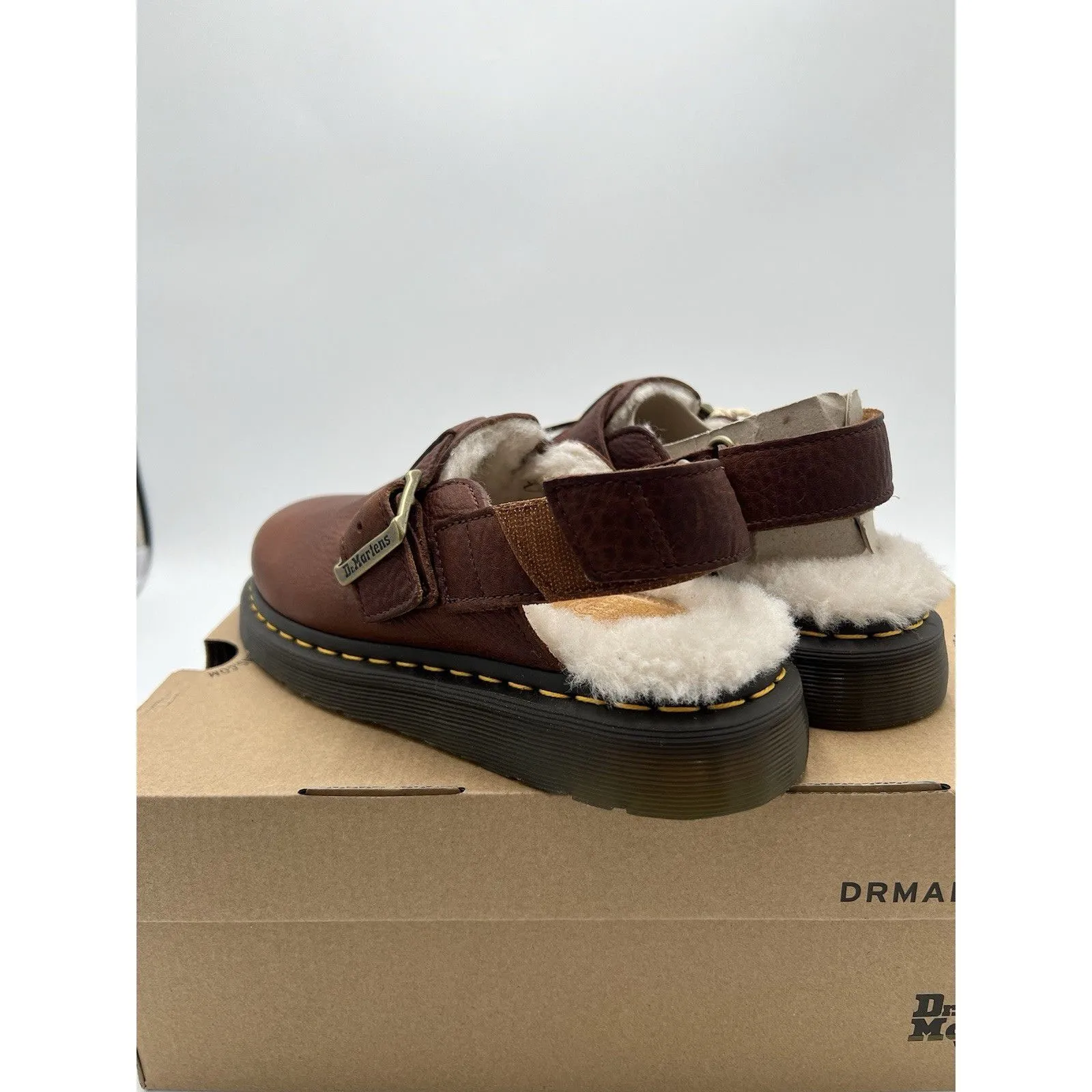 Dr Martens Jorge II Ambassador Leather Fur Lined Women’s 6 Mules Cashew Brown - Image 5