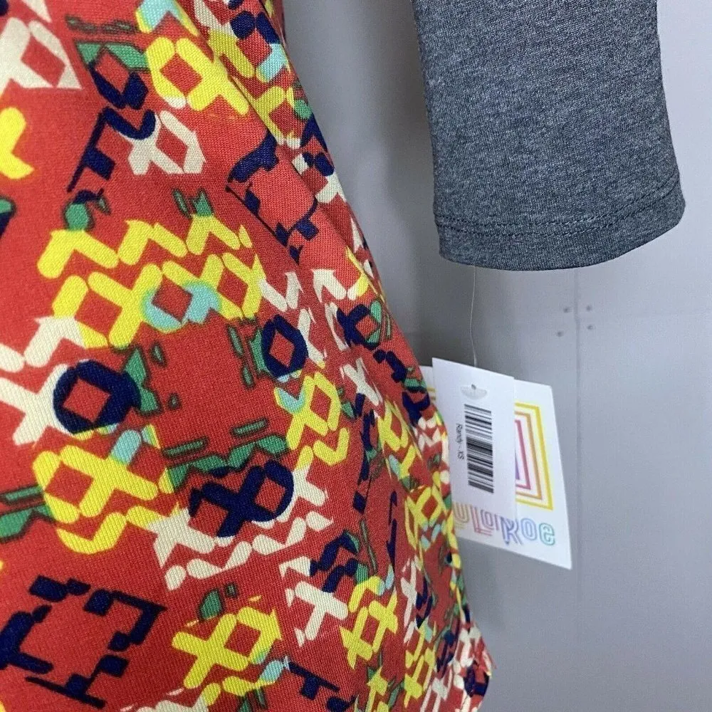 NEW LuLaRoe XS Randy Top Tee Gray Raglan Sleeves Knit Shirt - Image 3