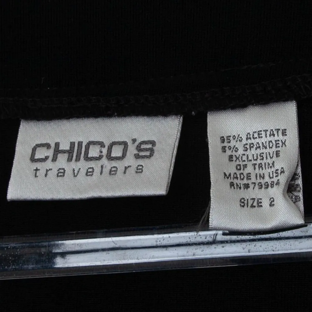 Chicos Travelers Womens Slinky Open Front Cardigan‎ Size L 2 Black Long Sleeve - Image 5