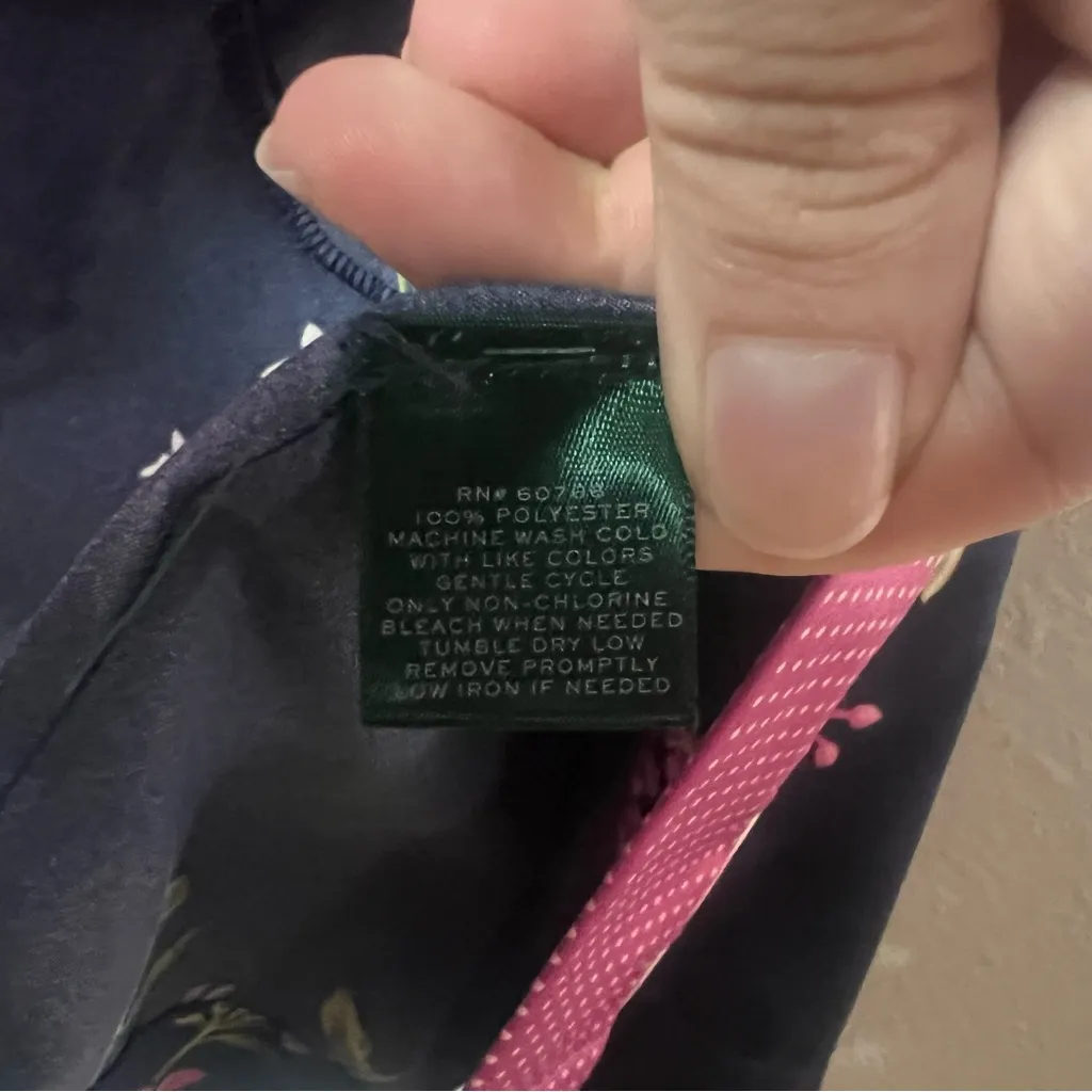 Lauren Ralph Lauren Floral Robe Kimono Navy Blue Floral Pink Size Large No Belt - Image 8