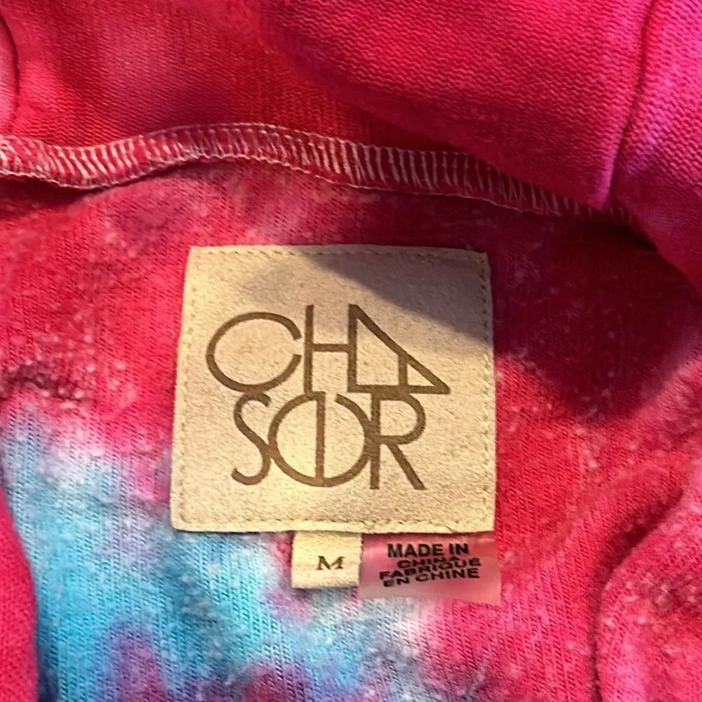 Chaser Women’s Hot Pink and Turquoise Hooded Sweatshirt - Image 5