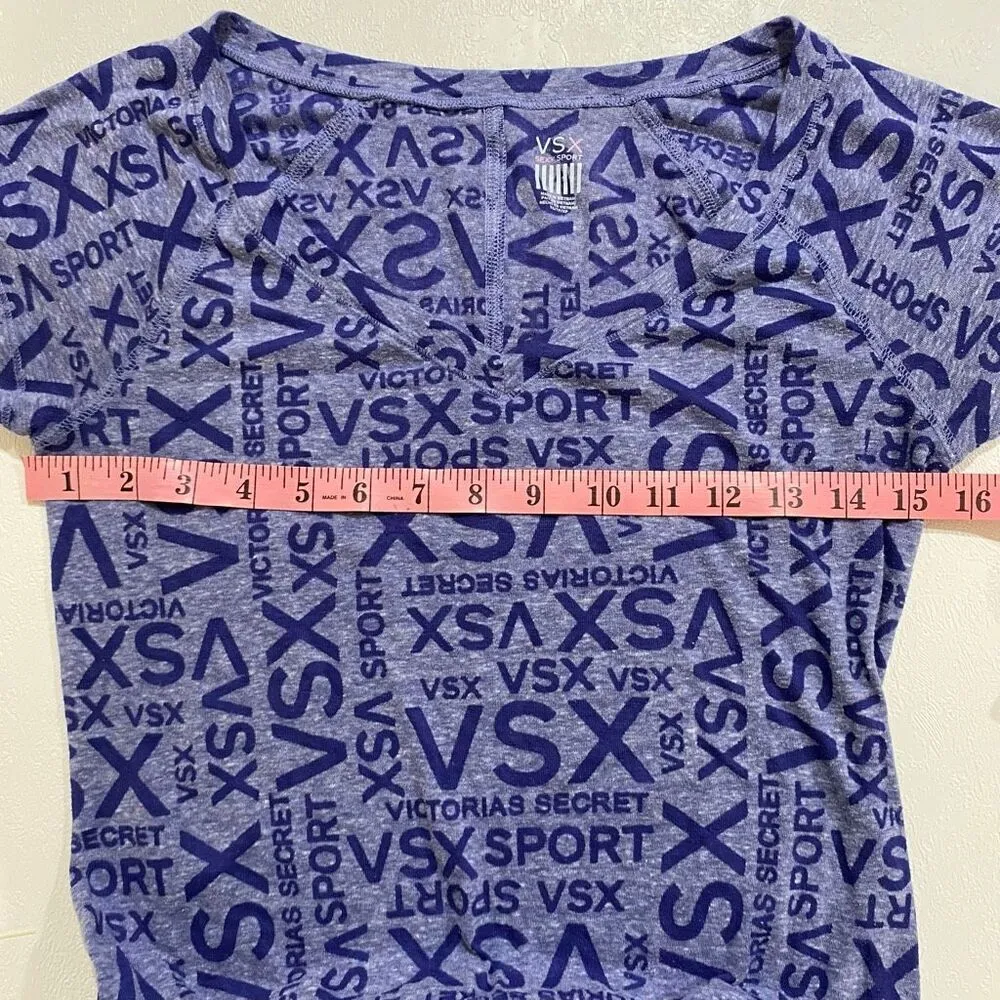 Victoria’s Secret VSX Sport Sexy Sport Blue Logo Print Tee Shirt Size XS - Image 4