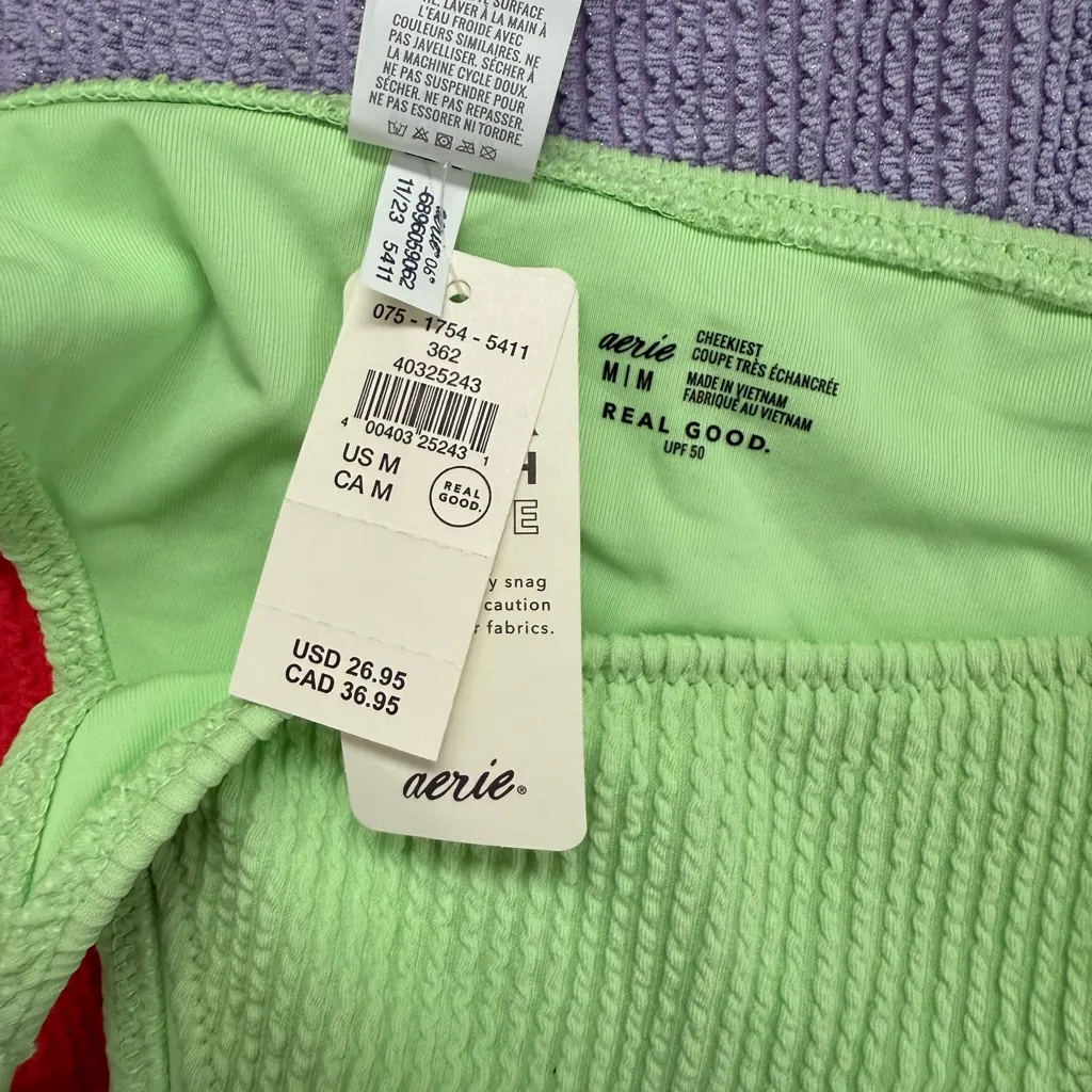 Aerie Lot of 3 Bikini Bottoms New NWT Size Medium Red Purple Green - Image 10
